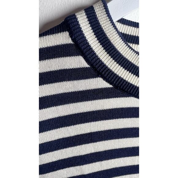 Zara Womens‎ Navy Striped Nautical Long Sleeve Size Small Knit Crop Sweater EUC - Picture 9 of 14